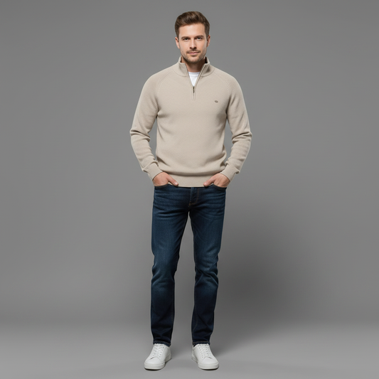 Men's Black Half-Zip Jumper | Slim Fit Knitwear