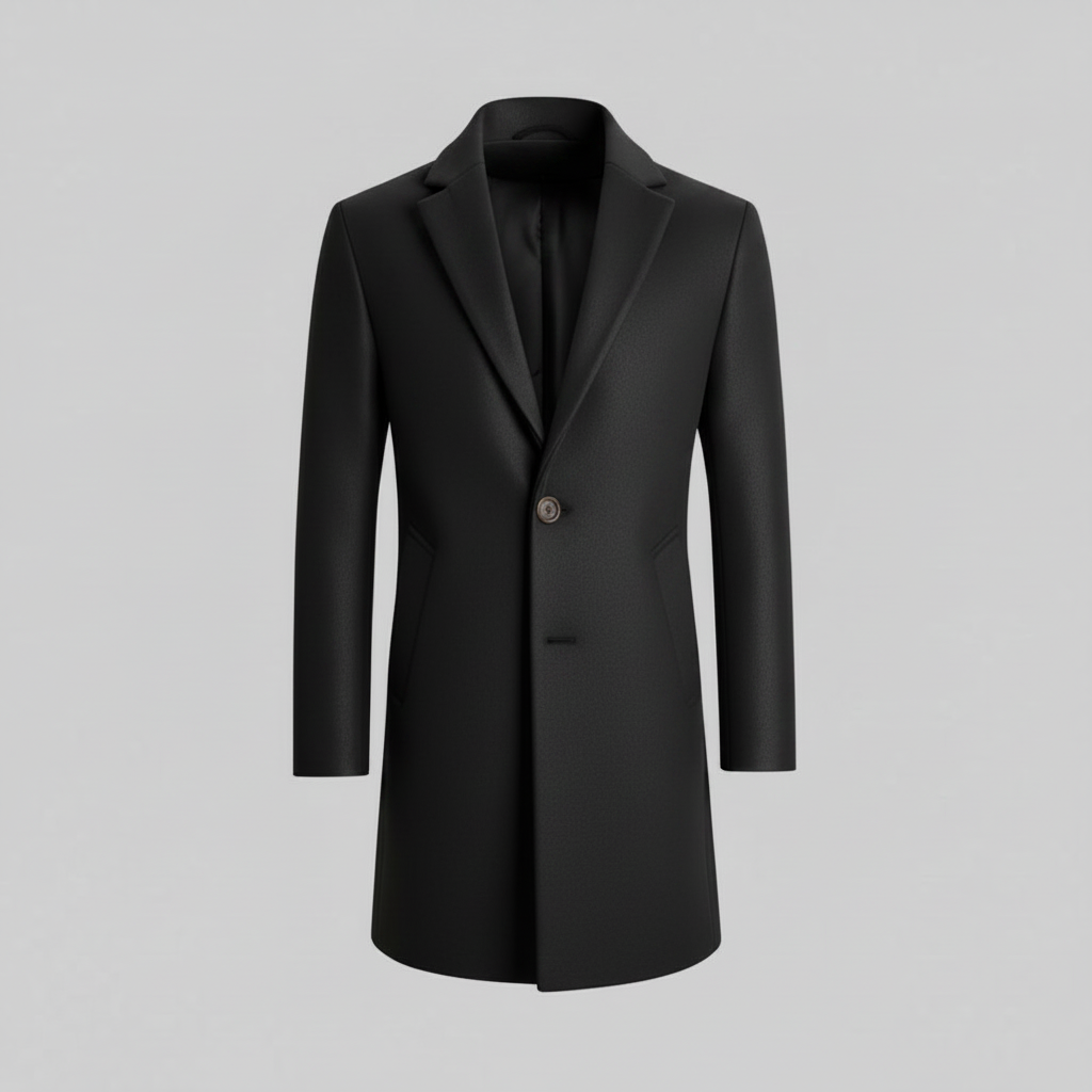Men's Long Overcoat | Stylish Notched Lapel Wool Coat