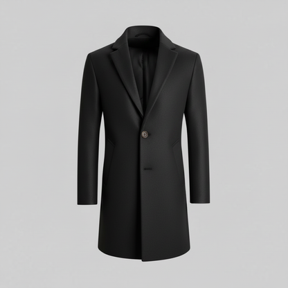Men's Long Overcoat | Stylish Notched Lapel Wool Coat
