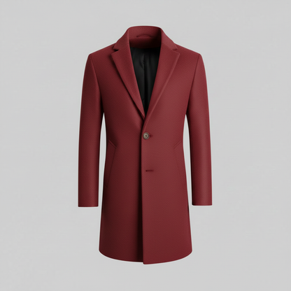 Men's Long Overcoat | Stylish Notched Lapel Wool Coat