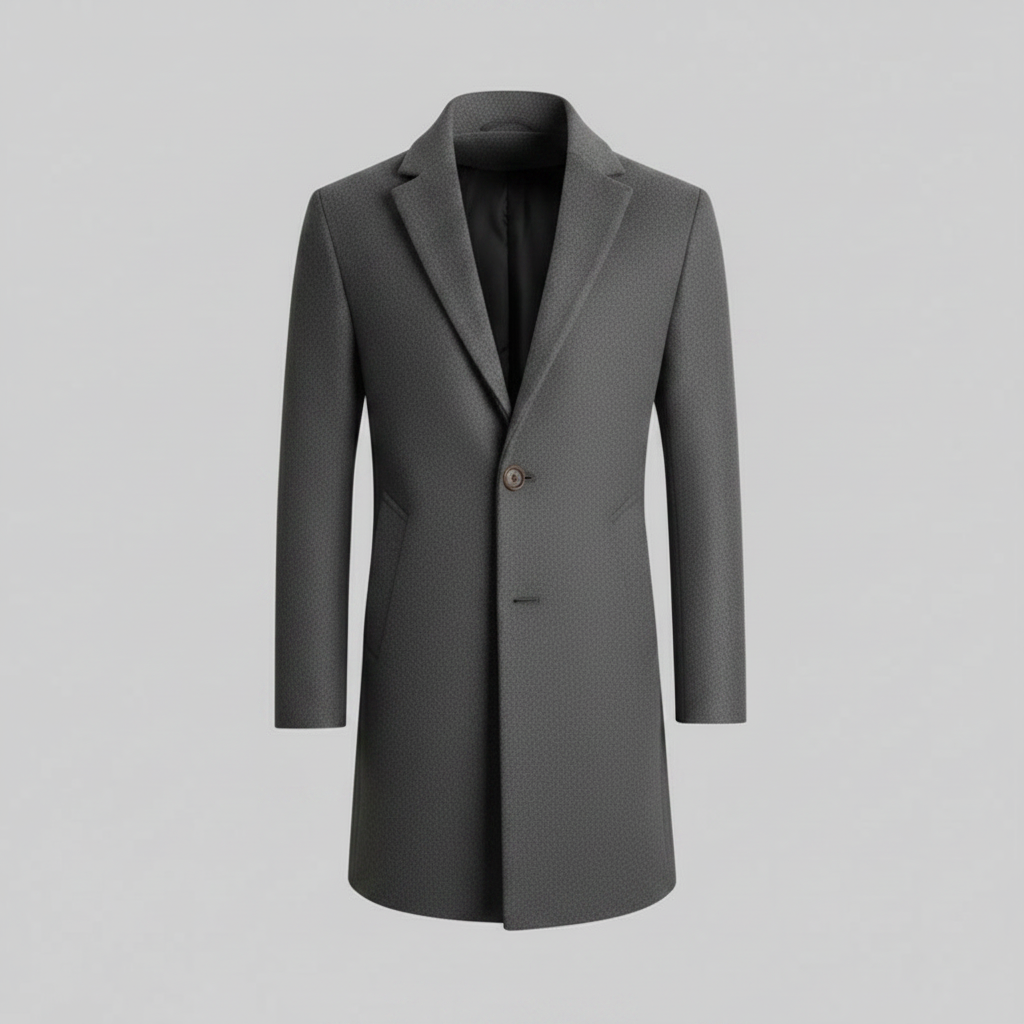 Men's Long Overcoat | Stylish Notched Lapel Wool Coat