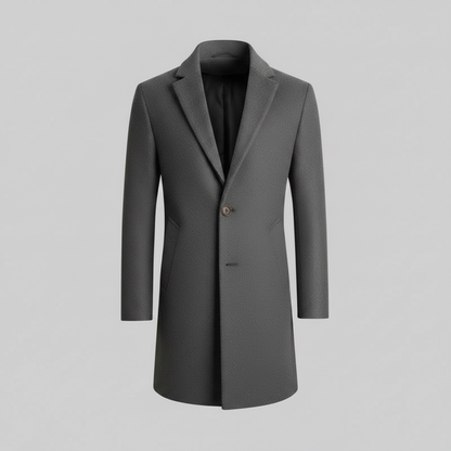 Men's Long Overcoat | Stylish Notched Lapel Wool Coat