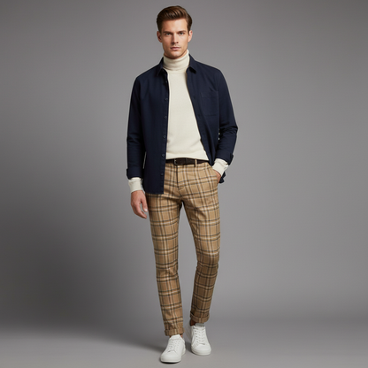 Sasha Checked Chinos | Men's Casual Trousers
