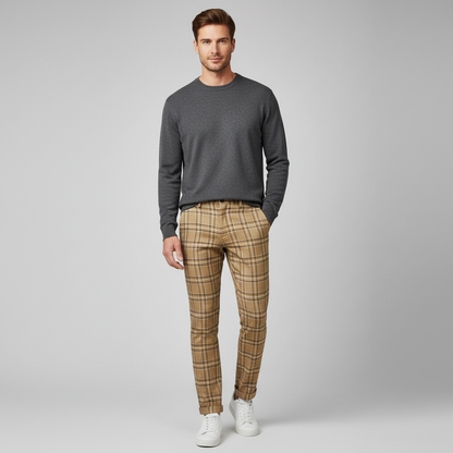 Sasha Checked Chinos | Men's Casual Trousers