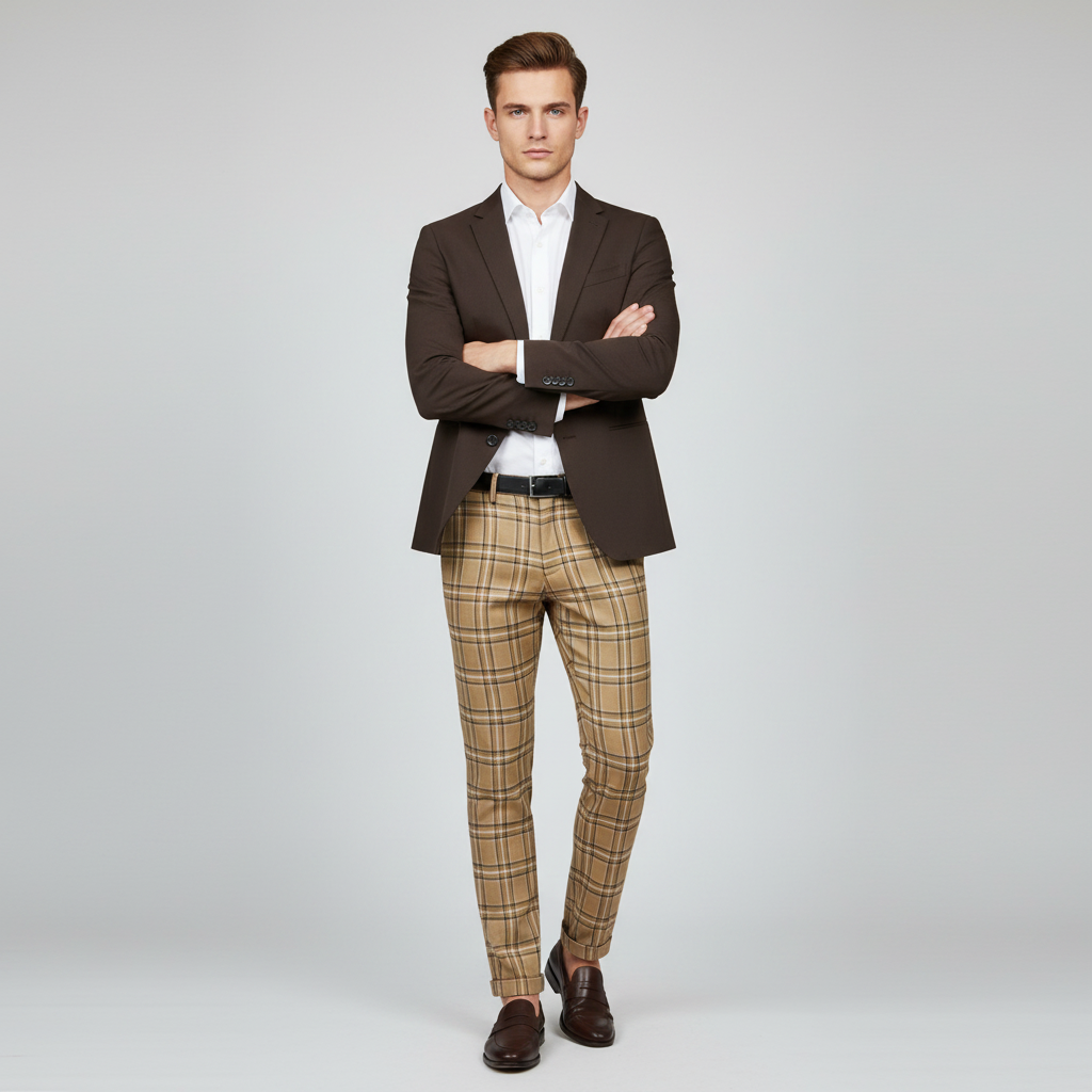 Sasha Checked Chinos | Men's Casual Trousers