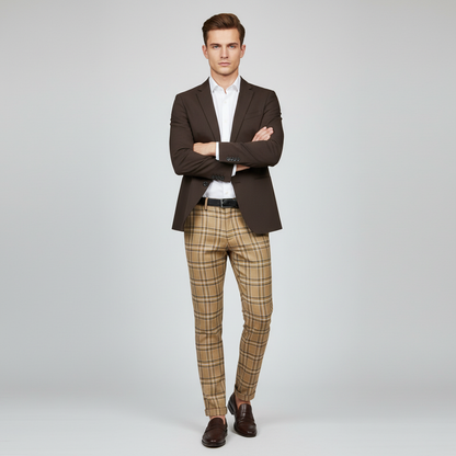 Sasha Checked Chinos | Men's Casual Trousers