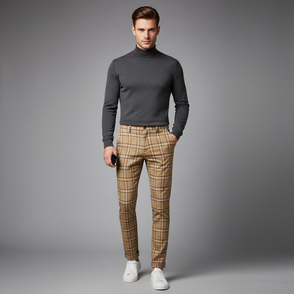 Sasha Checked Chinos | Men's Casual Trousers