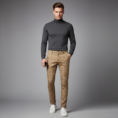 Sasha Checked Chinos | Men's Casual Trousers